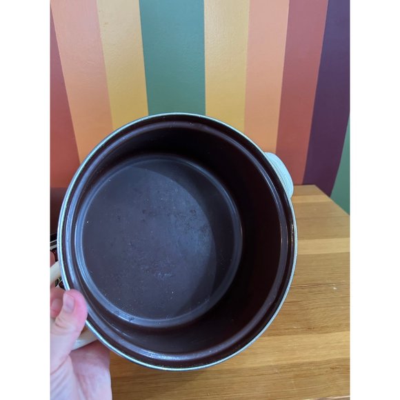 70s flower power enamel pot with handles set of 3 lidded brown - Picture 7 of 10